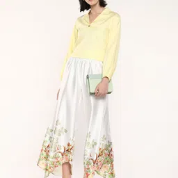 RAREISM Women Floral Printed Tailored Flared High-Rise Pleated Parallel Trousers-image-80
