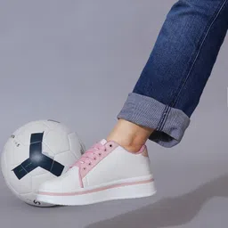 Stylestry Women Pink & White Solid Round Toe Lace-Ups Casual Sneakers-picture-21