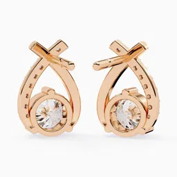 VALANOVA 14Kt Lab Grown Rose Gold Diamond Studded Earrings-2.49 gm image 3