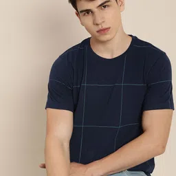 encore by INVICTUS Round Neck Checked T-shirt-picture-10