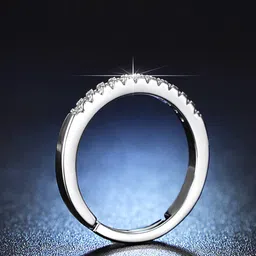 Designs & You Silver-Plated American Diamond Studded Adjustable Finger Ring image 3