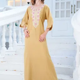 GOLDSTROMS Women Embroidered A Line Maxi Nightdress image 3