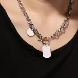 The Roadster Lifestyle Co Mens Silver Toned Plated Pendants With Chains-picture-21