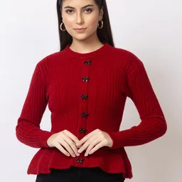 GFO Women Self Design Embellished Woollen Sweater-image-70