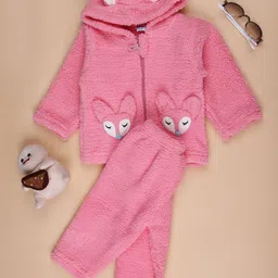 V-Mart Infant Girls Printed Pure Cotton Hooded Sweatshirt With Pyjamas-picture-51