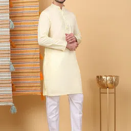 KRAFT INDIA LUXE Men Ethnic Motifs Yoke Design Thread Work Grandeur & Majestic Artwork Kurta-picture-14