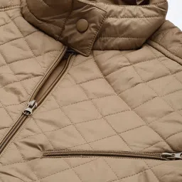 The Indian Garage Co Men Camel Brown Mock Collar Quilted Jacket image 4