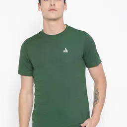 DS WORLD Men Green Solid Round Neck T-shirt image 1