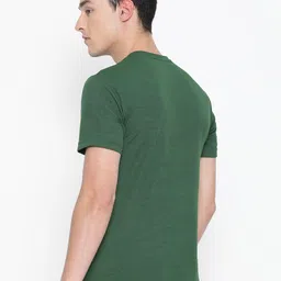 DS WORLD Men Green Solid Round Neck T-shirt image 4