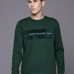 Louis Philippe Jeans Self Design Typography Embroidered Sweatshirt image 1