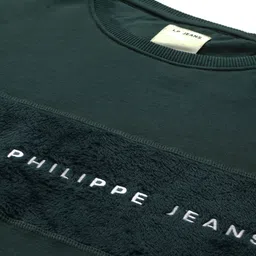Louis Philippe Jeans Self Design Typography Embroidered Sweatshirt image 2