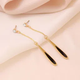 Yellow Chimes Gold Plated Stones Studded Long Chain Drop Earrings image 1