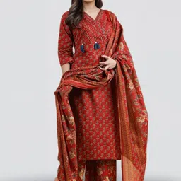 SZN Women Printed Pure Cotton Kurta Sets With Dupatta image 2
