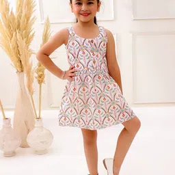 Sangria Girls Printed Pure Cotton Above Knee Length Fit & Flare Dress-picture-13