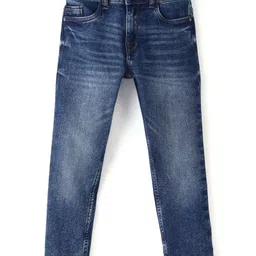 Pine Kids Cotton Elastane Full Length Washed Denim Jeans - Dark Blue-picture-28