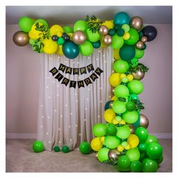 Bubble Trouble Jungle Theme Birthday Decoration Items with Green & Yellow Balloons - Pack of 64-picture-14