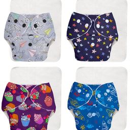 SuperBottoms BASIC Reusable Cloth Diaper for babies 3 Months - 3 Years | Freesize Adjustable, Washable and Reusable Cloth Diaper for babies | Shell with insert | Pack of 4-picture-12