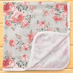 Ben Benny 100% Cotton Interlock Knit Wrapper with Floral Print L 76 x B 76 cm - Grey & Pink-picture-0