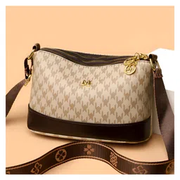 SYGA Women's Pu Leather Material With Printed Pattern, Sling Bag (Cream)-picture-37