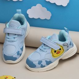 TRUFFLE COLLECTION Duck Patch Embroidered Mesh Detailed Velcro Closure Sneakers - Blue-picture-36