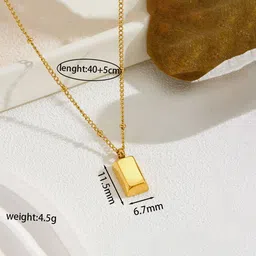 Jewels Galaxy Stainless Steel Gold-Plated Rectangular Shaped Pendants with Chains image 4