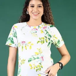 V-Mart Women Floral Extended Sleeves Raw Edge T-shirt-image-70