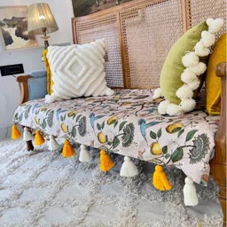 THROWPILLOW Beige & Blue Printed Polyester 1 Piece Sofa Cover-picture-23