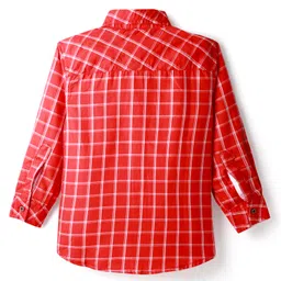 TONYBOY Cotton Woven Full Sleeves Window Pane Checked Shirt - Red image 4