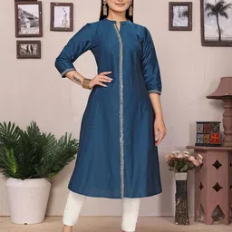 Rangita Women Embellished Mandarin Collar A-Line Calf Length Kurta-picture-30