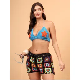 Velvery Crochet Floral Crop Bralette - Blue-picture-12