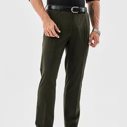 Snitch Men Slim Fit Pleated Trousers-image-86
