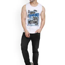 SLOWLORIS Pack Of 2 Graphic Printed Scoop Neck Sleeveless Combed Cotton Gym Vests image 3