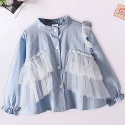 FOREVER FRIDAY Girls Mandarin Collar Puff Sleeves Cotton Top-picture-39