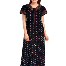 AAKARSHANA Blue Pure Cotton Maxi Printed Nightdress-picture-23