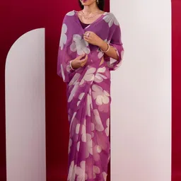 KCPC BANDHANI Purple Pure Georgette Sarees image 2