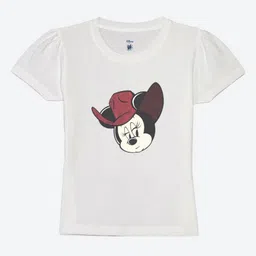 YK Disney Girls Minnie Mouse Printed Puff Sleeves Pure Cotton T-shirt-picture-15