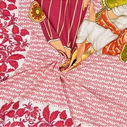 Aura Maroon & White Ethnic Motifs 144 TC Queen Bedsheet with 2 Pillow Covers image 2