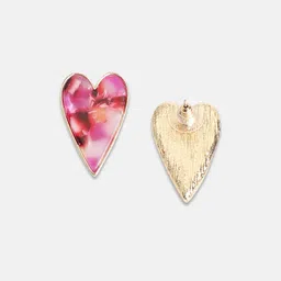 DressBerry Gold-Plated Artificial Stones Studded Heart Shaped Studs image 4