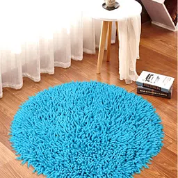 Saral Home Pure Cotton Round Shaped Shaggy Mat - Turquoise-image-44