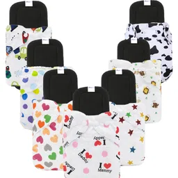 Babymoon Washable & Reusable Cloth Diaper Pocket With Grey Insert Pack of 7 - White Multicolor-picture-19