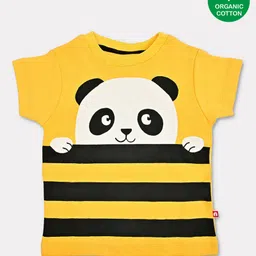 Nino Bambino 100% Organic Cotton Short Sleeves Panda Print Tee - Yellow-picture-13