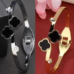 DressBerry Set Of 2 Brass Gold-Plated Cuff Bracelet-picture-33