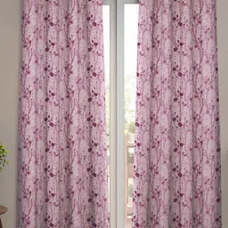 HOMEBREW FURNISHINGS Pink 2 Pieces Floral Printed Door Curtains-image-24