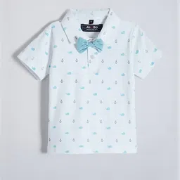 Hopscotch Boys White Pure Cotton Printed Clothing Set image 3