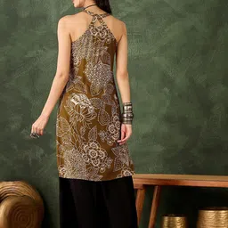 InWeave Floral Printed V-Neck Straight Kurta image 4