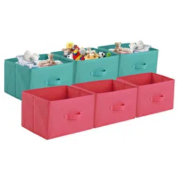 Kuber Industries Pink & Green 6 Pieces Drawer Organisers image 1