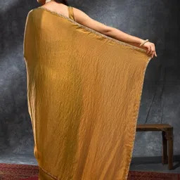 KALINI Gold Silk Blend Solid Sarees image 4