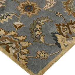 saraswatii global Castel Silver Toned & Brown Floral Printed Tufted Woollen Carpet image 2