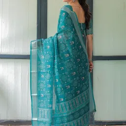 ALMAARI FASHION Ethnic Motifs Pure Linen Banarasi Saree image 5