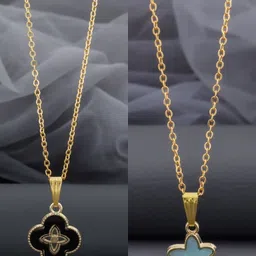 Birado Jewellery Set Of 2 Stainless Steel Gold-Plated Necklace-image-72